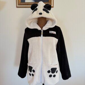 Girl's Size 20 Black/White Long Sleeve Full Zip Soft Fleece Playful Panda Hoodie